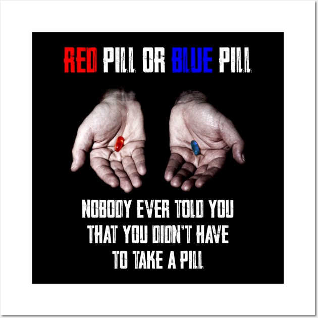 Red Pill Blue Pill MEME Freedom of Choice, Freedom, Free Will, Matrix Wall Art by AltrusianGrace